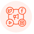 Social media and restaurant marketing icon